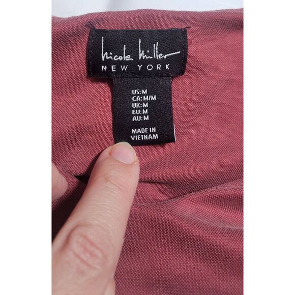 Nicole Miller Sz M Mauve Sleeveless Vneck Shelf Bra Below Knee Dress Soft Stretc - Picture 5 of 7
